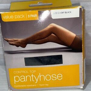 Pantyhose Value Pack 3 Pair Control Top Size C l Off Black Walgreens Nylon Leg